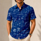 Mando Equipment Blueprint Hawaiian Shirt with Pocket - Galactic Schematic Button Down Shirt