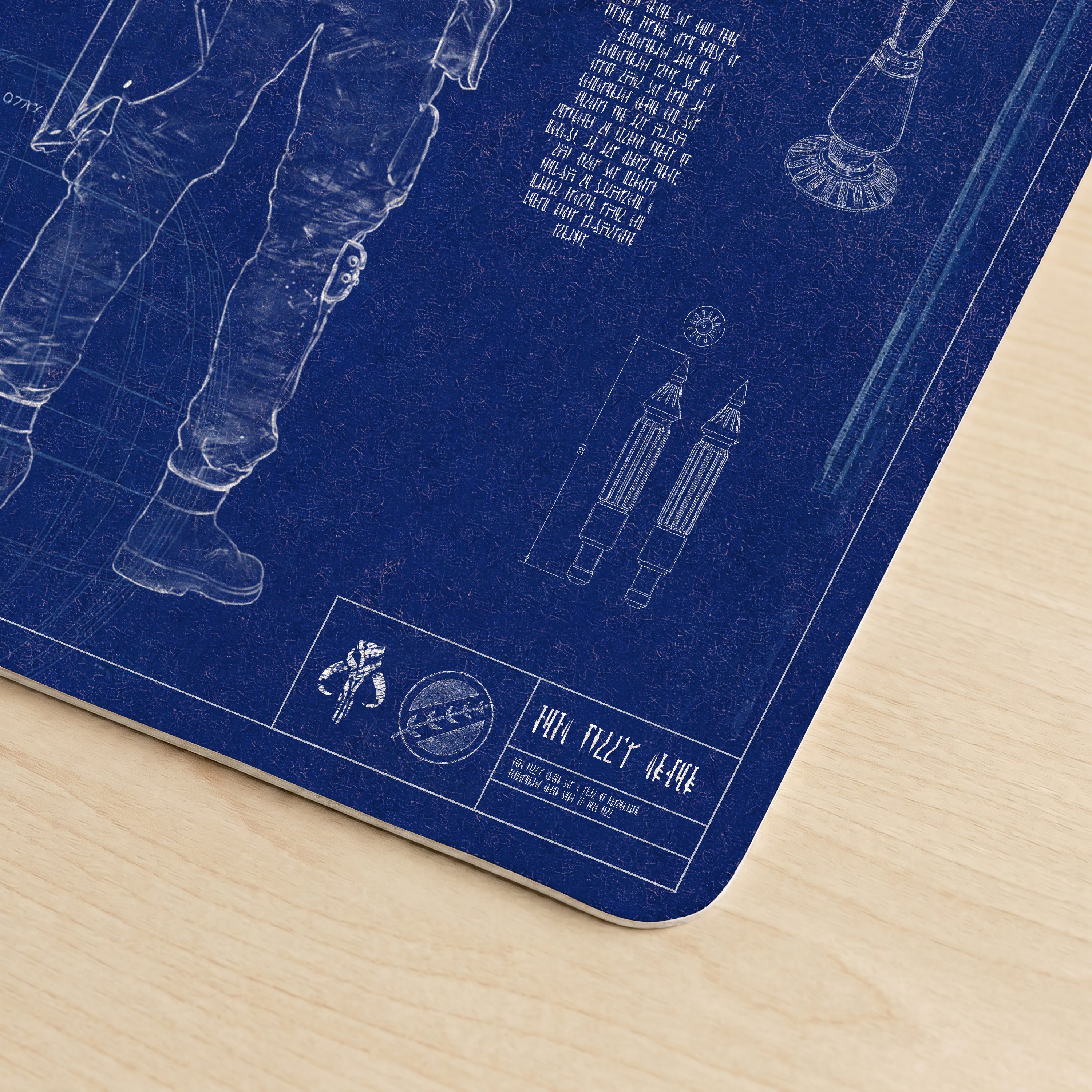 Boba Fett's Armor Blueprint Desk Mat - Star Wars Office Accessory Father's Day Gift