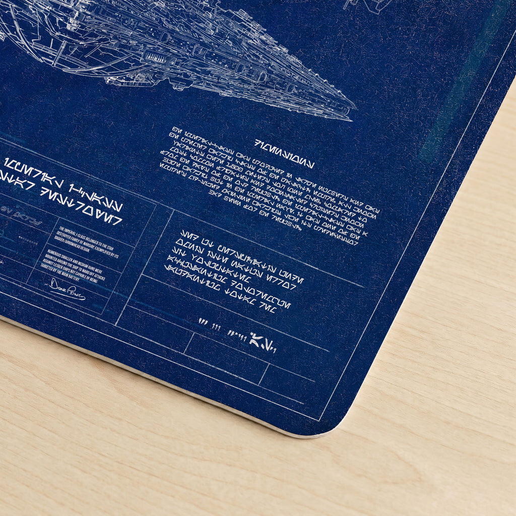 Imperial I-Class Star Destroyer Blueprint Desk Mat - Star Wars Office Accessory Father's Day Gift