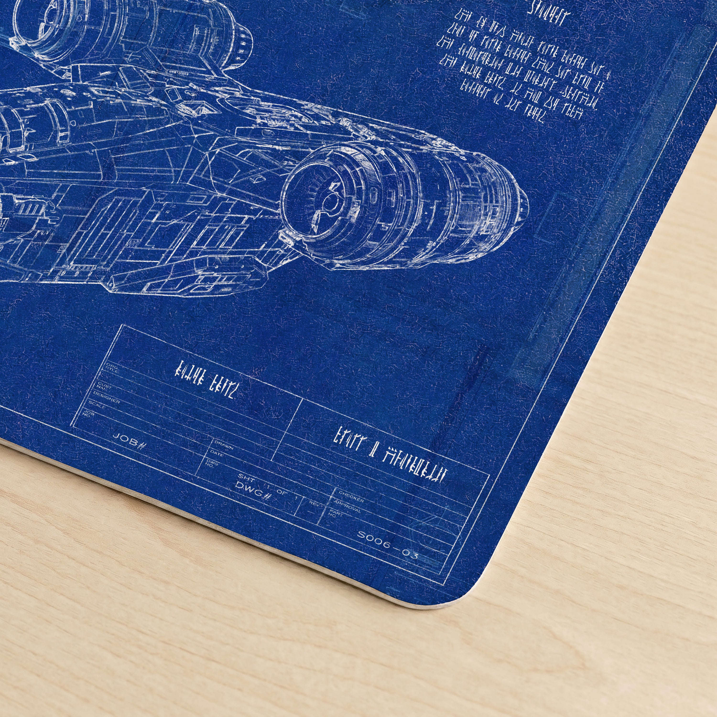 Razor Crest Blueprint Desk Mat - Star Wars Office Accessory Father's Day Gift