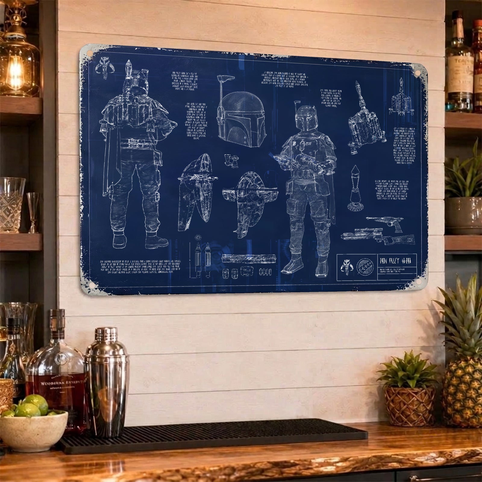 Bounty Hunter Equipments Blueprint Vintage Metal Sign - Vintage Home Decor Gifts for Fans