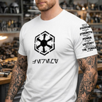 Custom Name in Aurebesh/Mando'a and Star Wars Code Sleeve Printed Shirt - Personalized Shirt and Sleeve