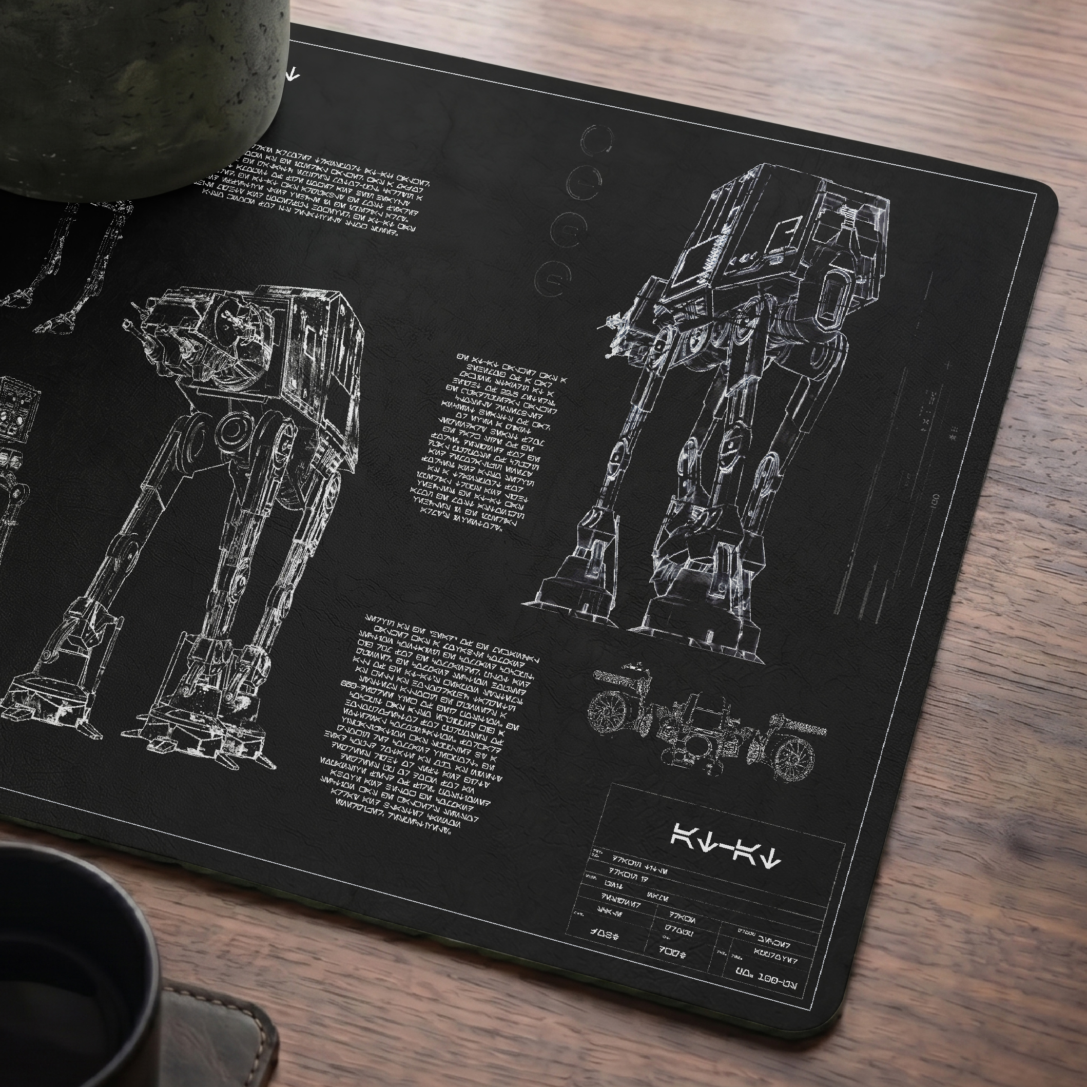 AT-AT Blueprint Desk Mat - Star Wars Office Accessory Father's Day Gift