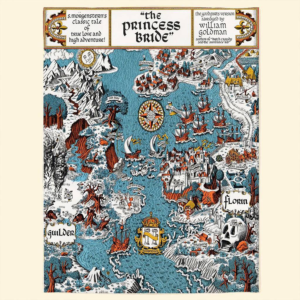 Florin and Guilder Map Art Blanket - Princess Bride Movie Sherpa Blanket Gift for Fans