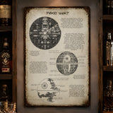 Death Star Blueprint Vintage Metal Sign - Vintage Home Decor Gifts for Fans