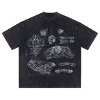 USS Defiant Schematic Wash Tee - Sci-fi Movies Vintage Wash T-shirt