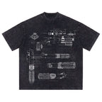 Skywalker Lightsaber Schematic Wash Tee - Galactic Vintage Wash T-shirt