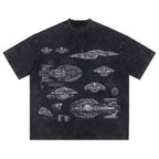 USS Voyager Schematic Wash Tee - Sci-fi Movies Vintage Wash T-shirt