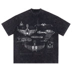 Klingon Starship Schematic Wash Tee - Sci-fi Movies Vintage Wash T-shirt