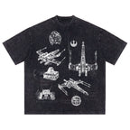 T-65B X-Wing Starfighter Schematic Wash Tee - Galactic Vintage Wash T-shirt
