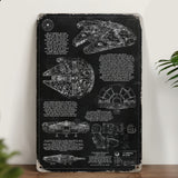 Millennium Falcon Blueprint Vintage Metal Sign - Vintage Home Decor Gifts for Fans