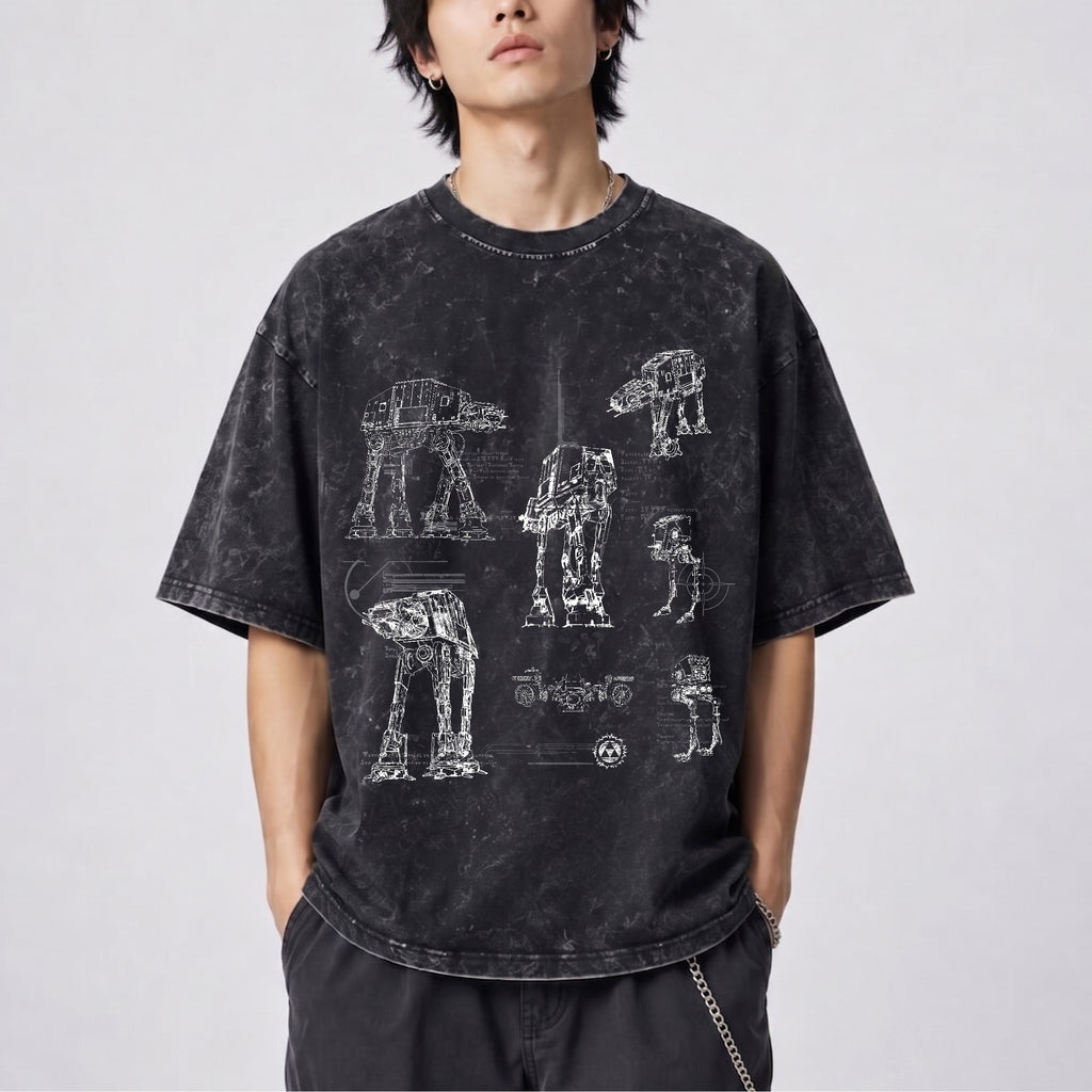 AT-AT Schematic Wash Tee - Galactic Vintage Wash T-shirt