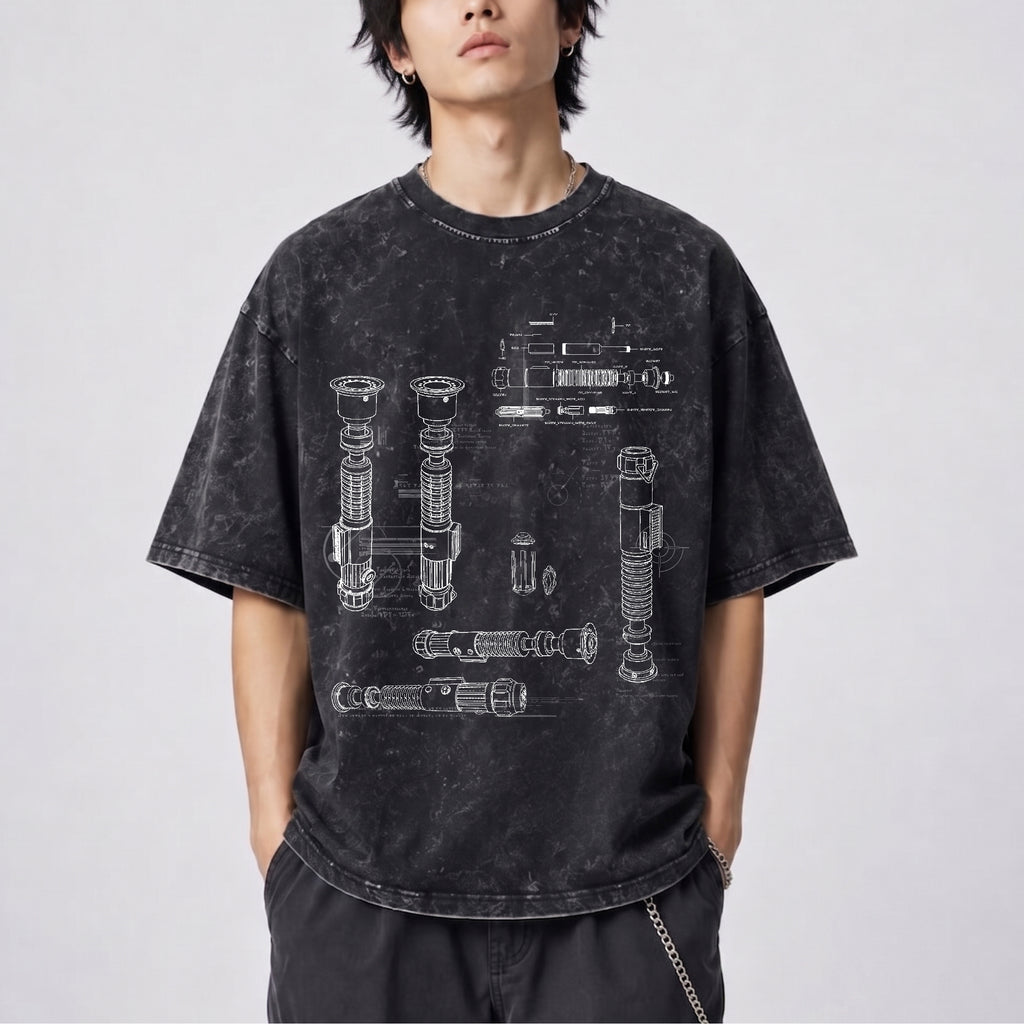 Slave 1 Schematic Wash Tee - Galactic Vintage Wash T-shirt