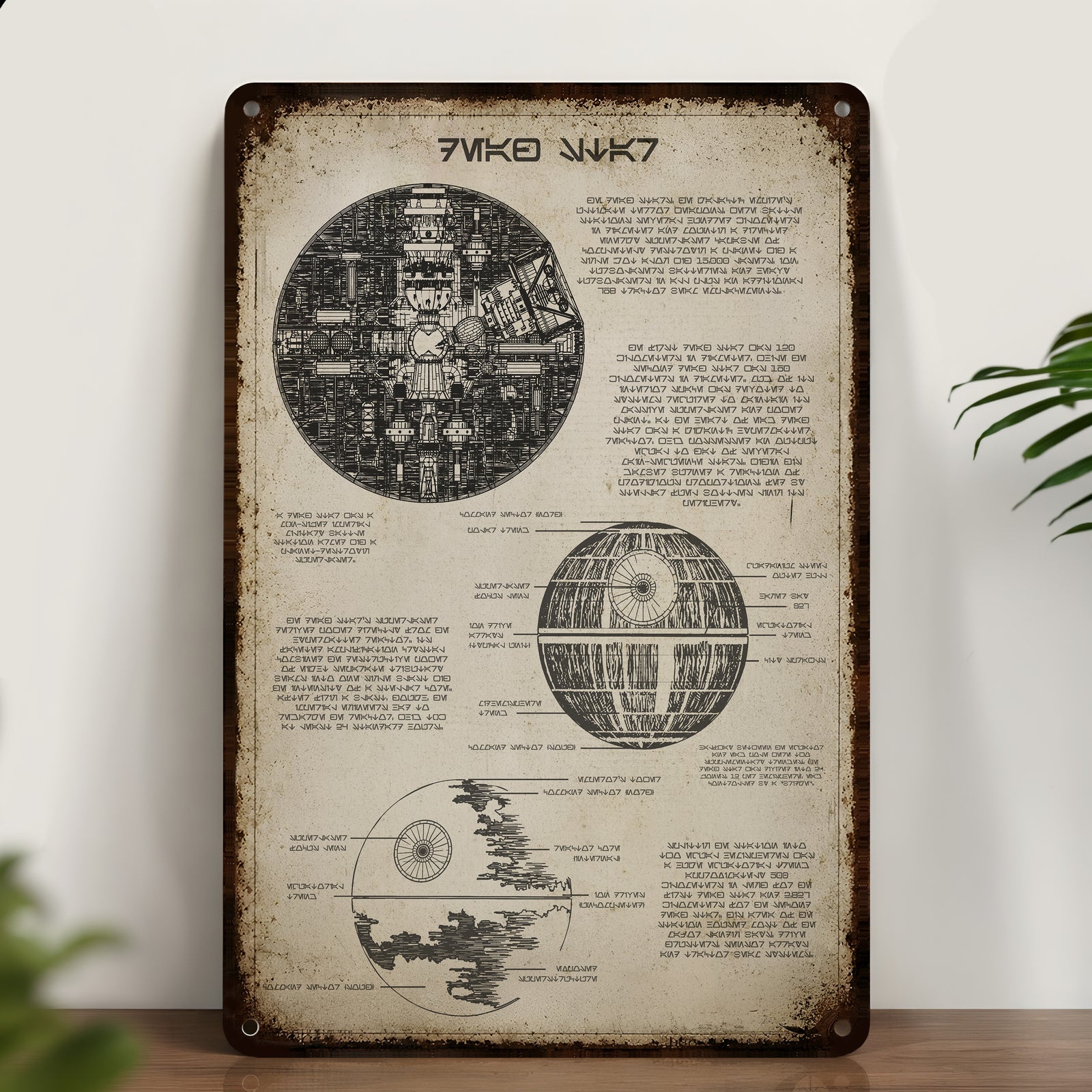 Death Star Blueprint Vintage Metal Sign - Vintage Home Decor Gifts for Fans