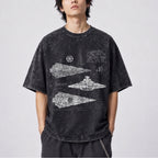 Imperial I-Class Star Destroyer Schematic Wash Tee - Galactic Vintage Wash T-shirt