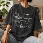 Klingon Starship Schematic Wash Tee - Sci-fi Movies Vintage Wash T-shirt