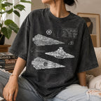 Imperial I-Class Star Destroyer Schematic Wash Tee - Galactic Vintage Wash T-shirt