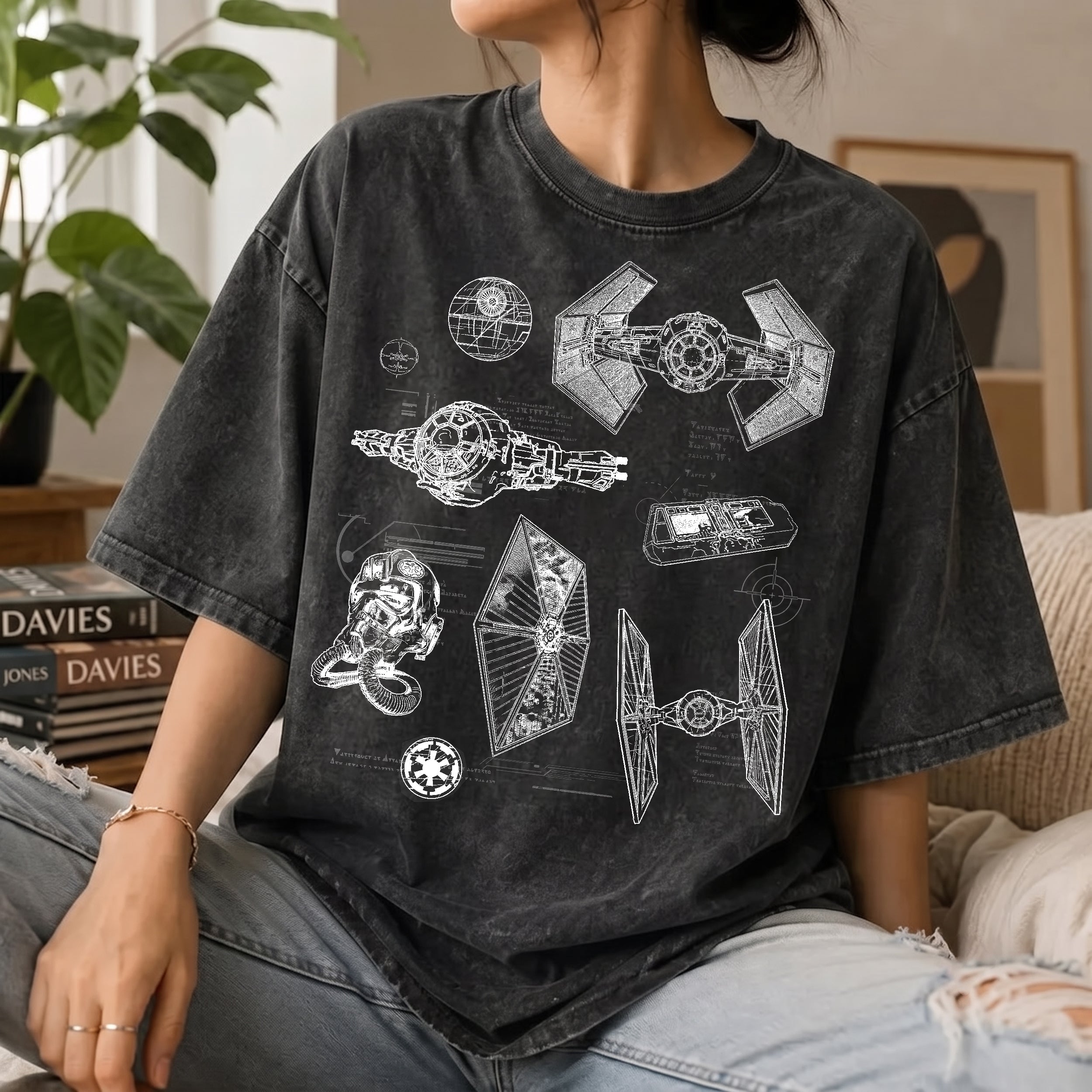 TIE Fighter Schematic Wash Tee - Galactic Vintage Wash T-shirt