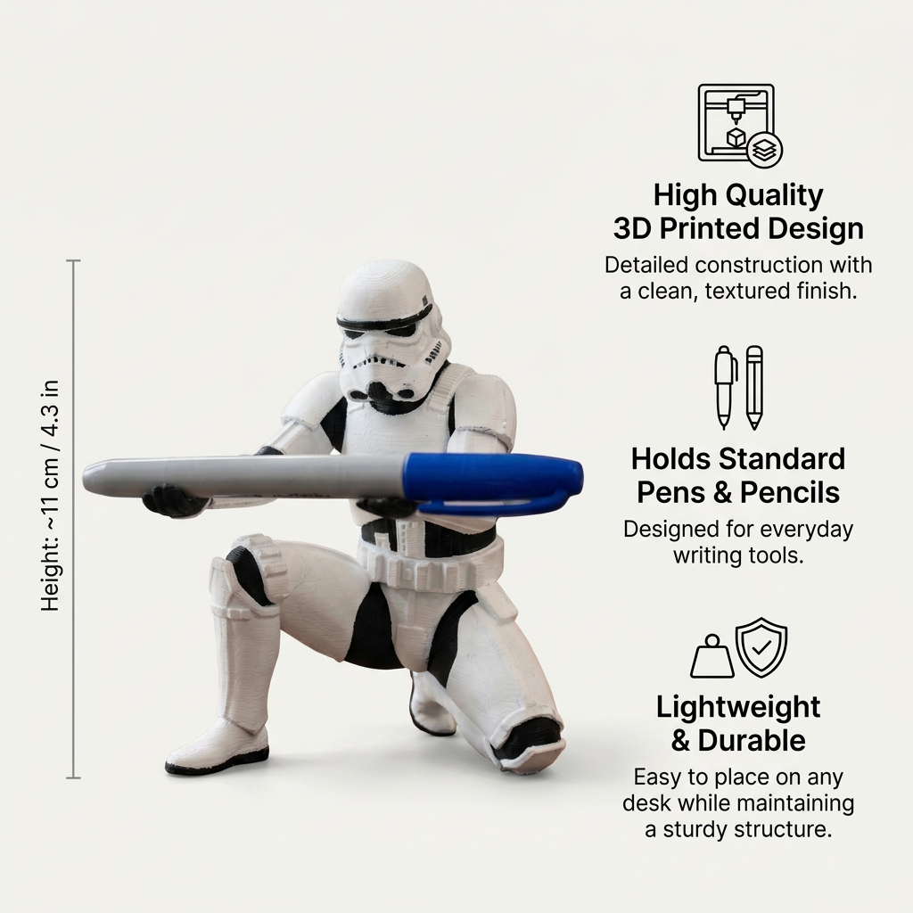 Trooper Pen Holder Figure - Unique Office Gift for Every Fan, Christmas Gift for Man