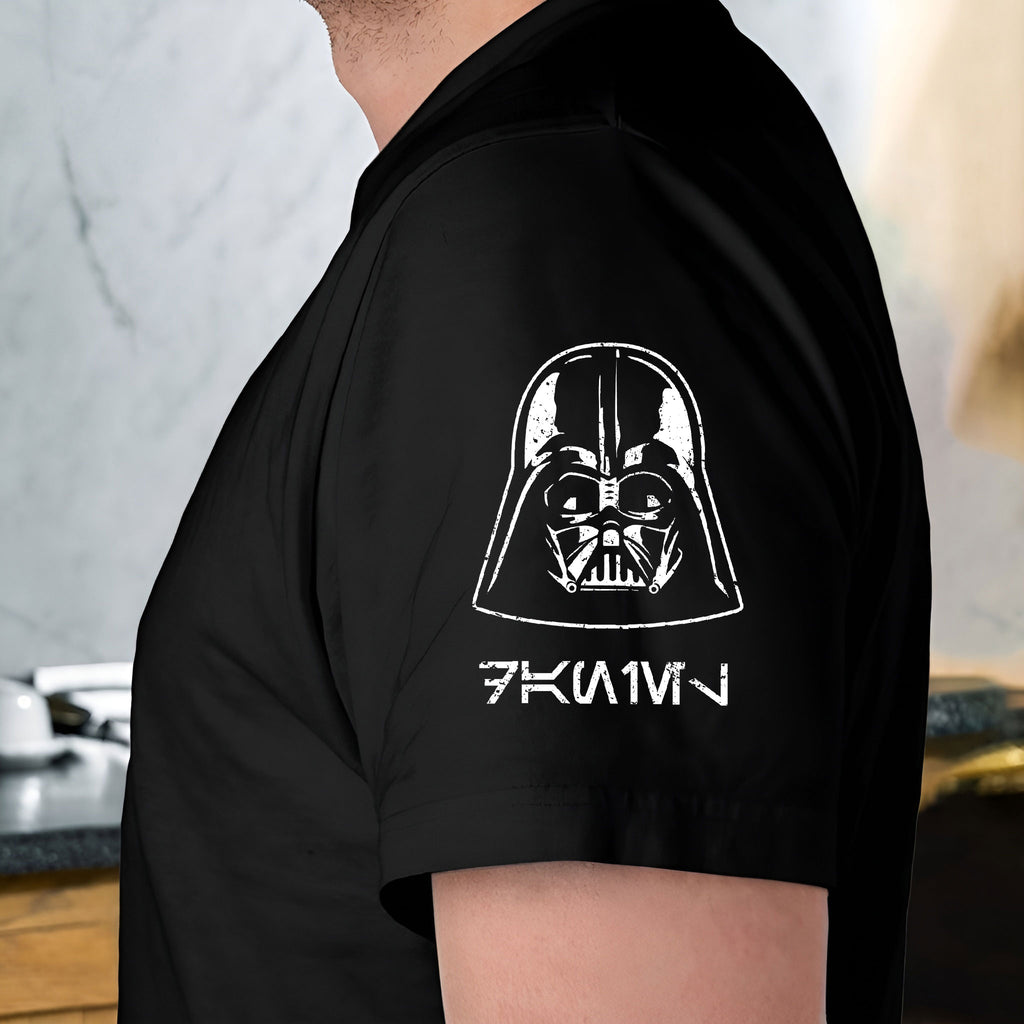 Custom The Force Dad Name in Aurebesh Sleeve Printed Shirt - Personalized Father's Day Shirt