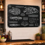 Millennium Falcon Blueprint Vintage Metal Sign - Vintage Home Decor Gifts for Fans