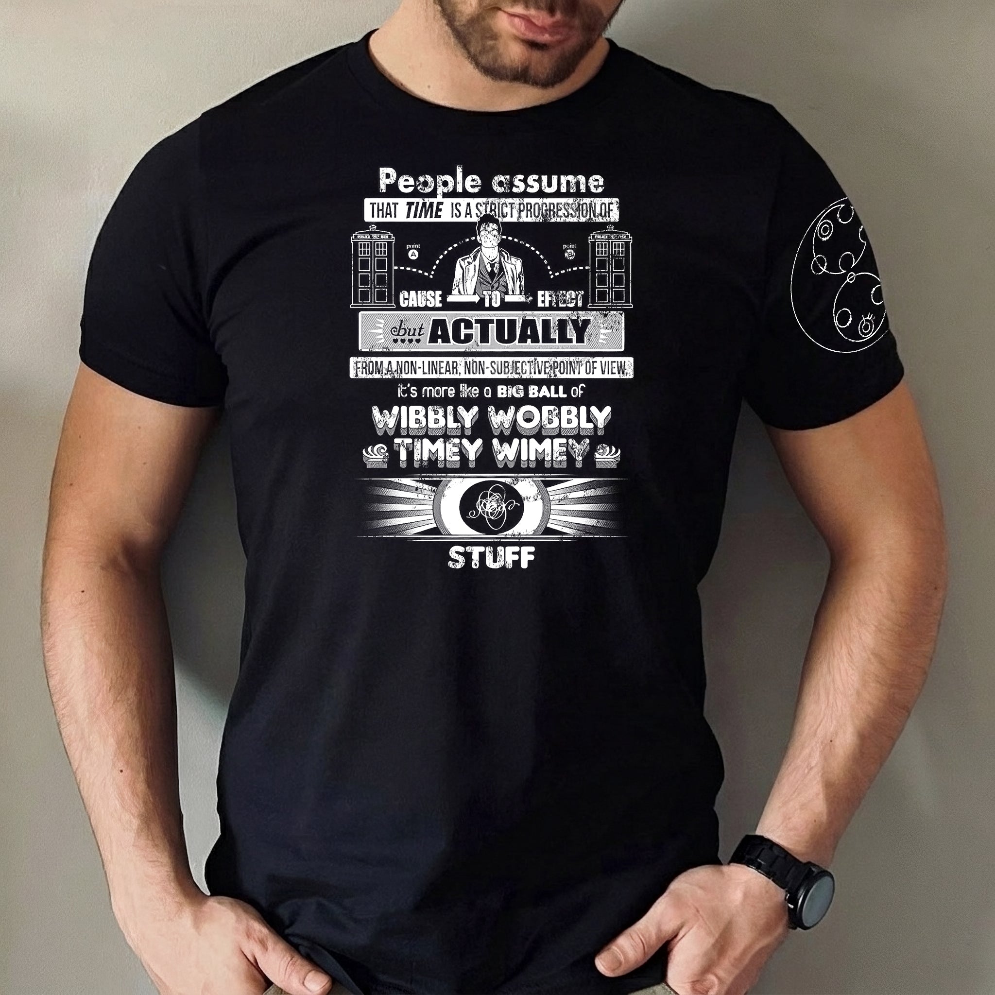 People Assume That Wibbly Wobbly Timey Wimey Stuff With Custom Gallifreyan Name Printed Shirt - Sci-fi Movie Personalized Shirt