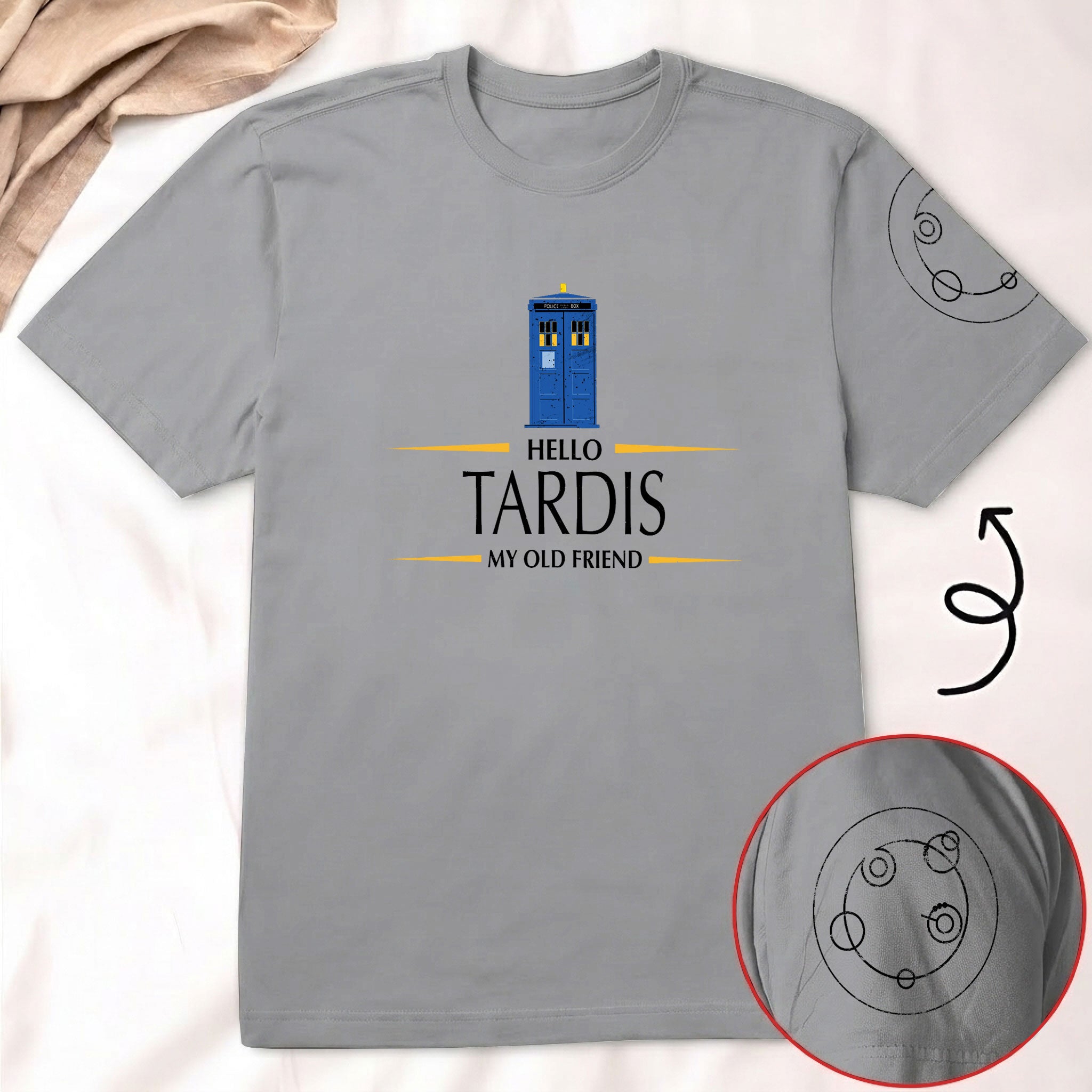 Hello Tardis My Old Friend With Custom Gallifreyan Name Printed Shirt - Sci-fi Movie Personalized Shirt