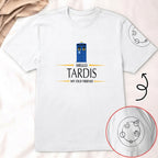 Hello Tardis My Old Friend With Custom Gallifreyan Name Printed Shirt - Sci-fi Movie Personalized Shirt