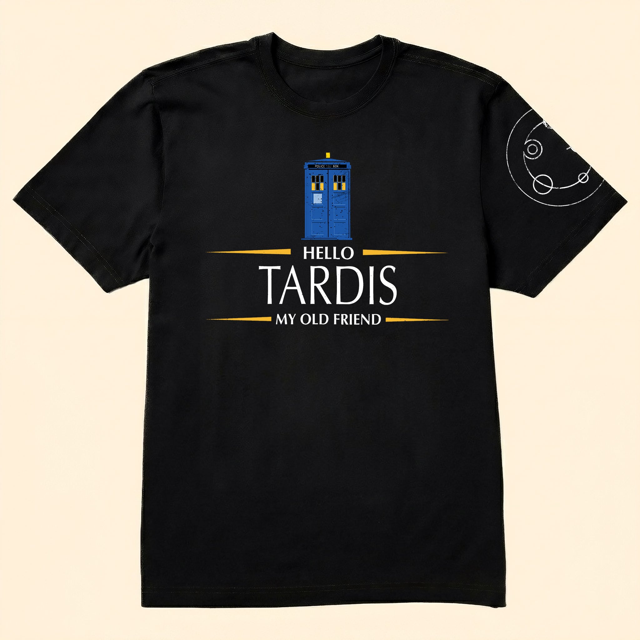 Hello Tardis My Old Friend With Custom Gallifreyan Name Printed Shirt - Sci-fi Movie Personalized Shirt