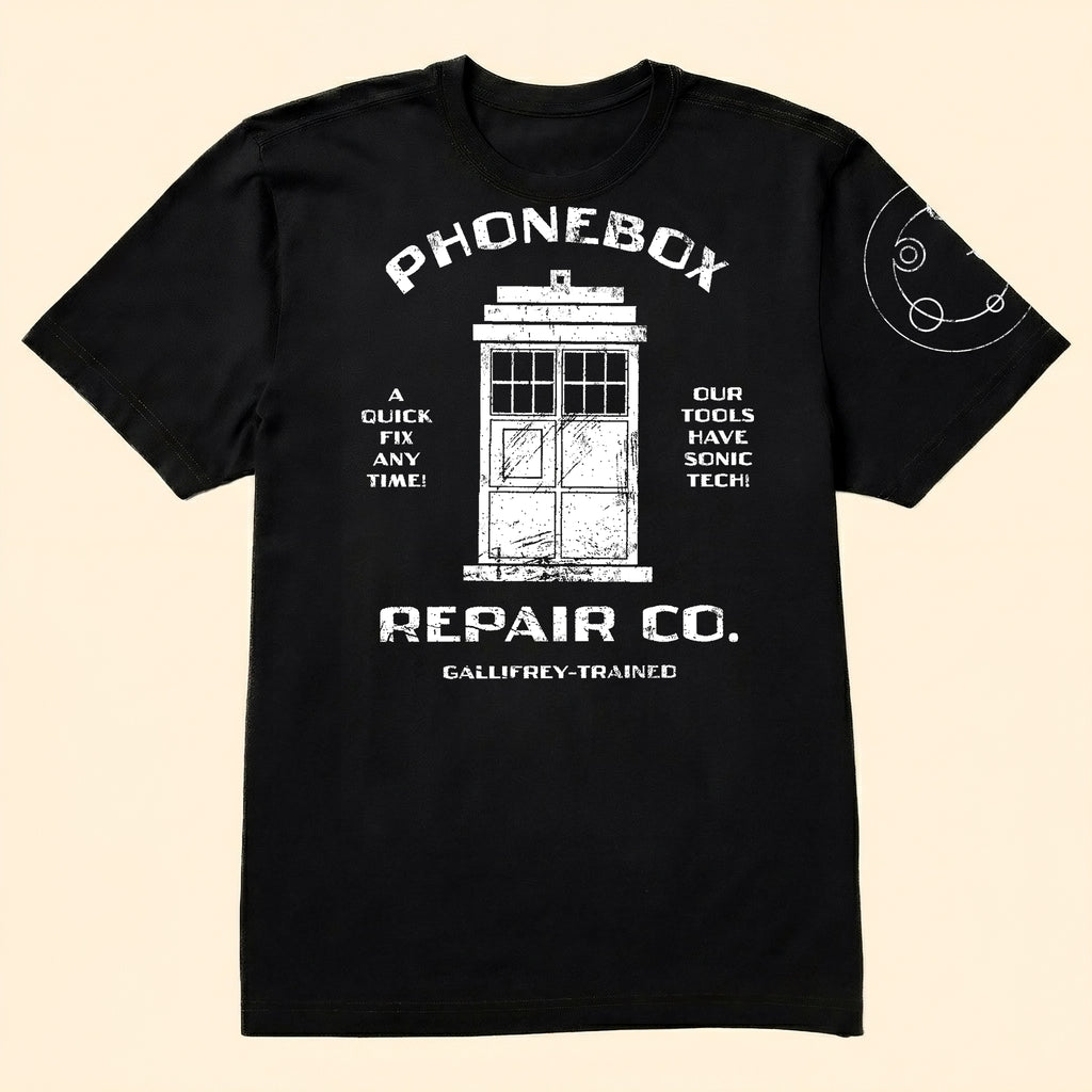 Phonebox Repair Co. With Custom Gallifreyan Name Printed Shirt - Sci-fi Movie Personalized Shirt