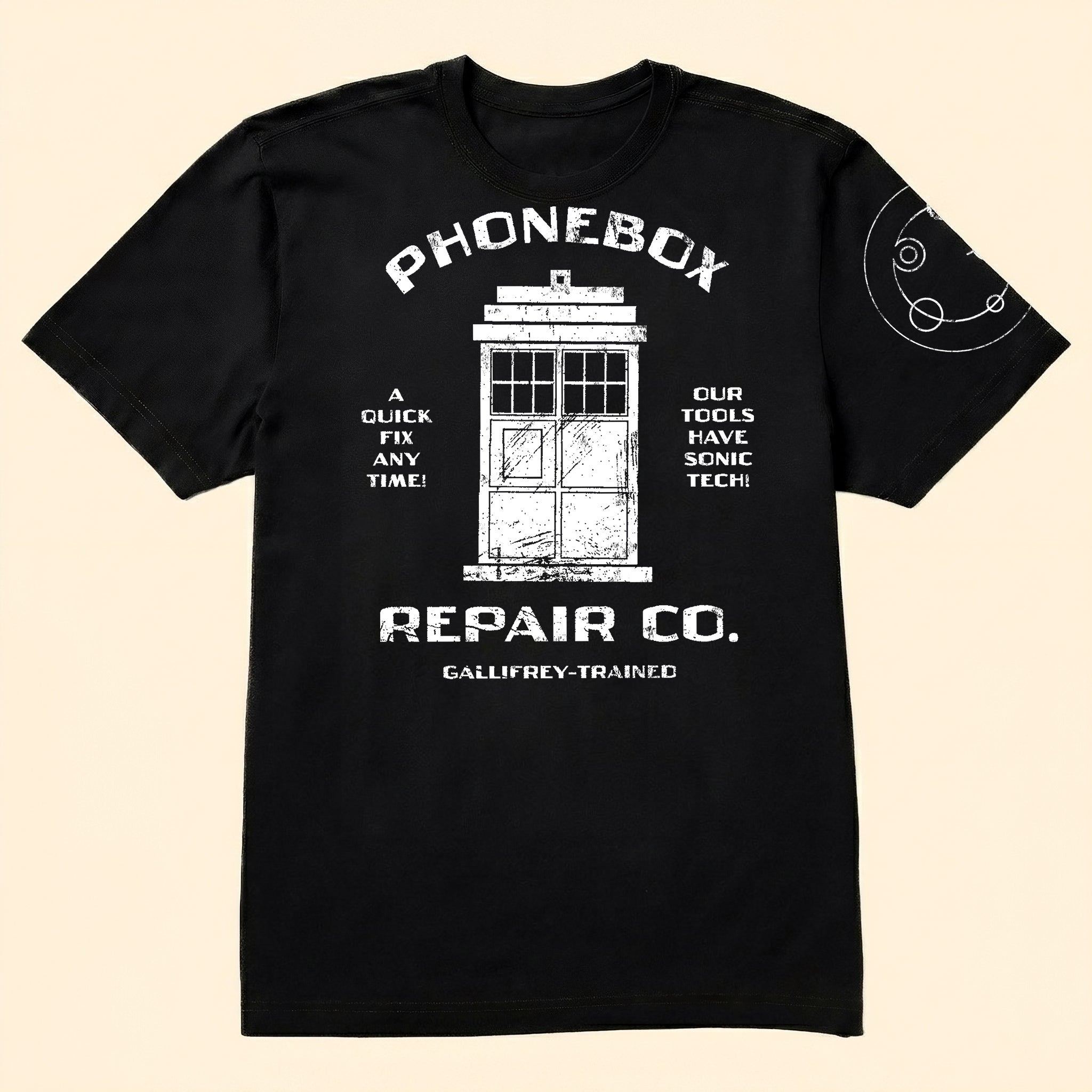 Phonebox Repair Co. With Custom Gallifreyan Name Printed Shirt - Sci-fi Movie Personalized Shirt