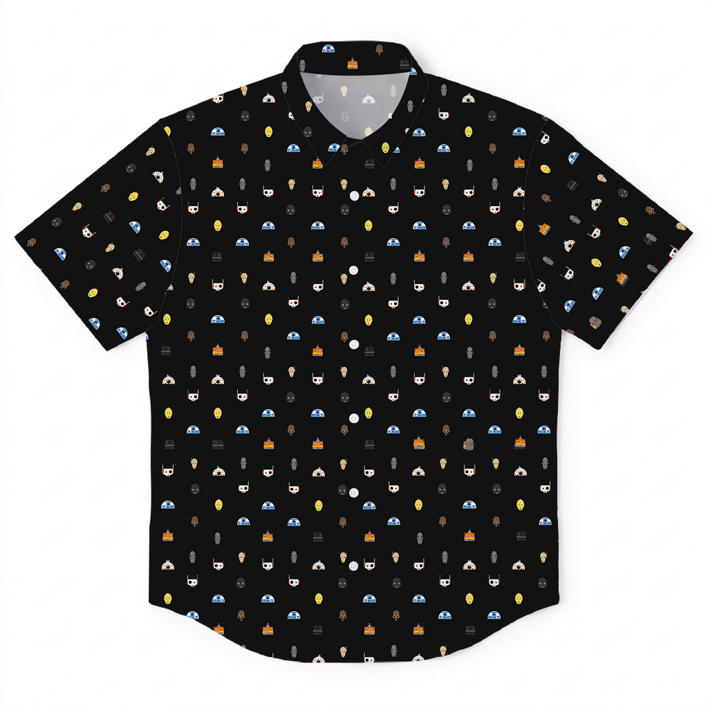 Galactic Droid Registry Hawaiian Shirt with Pocket - Galactic Button Down Shirt