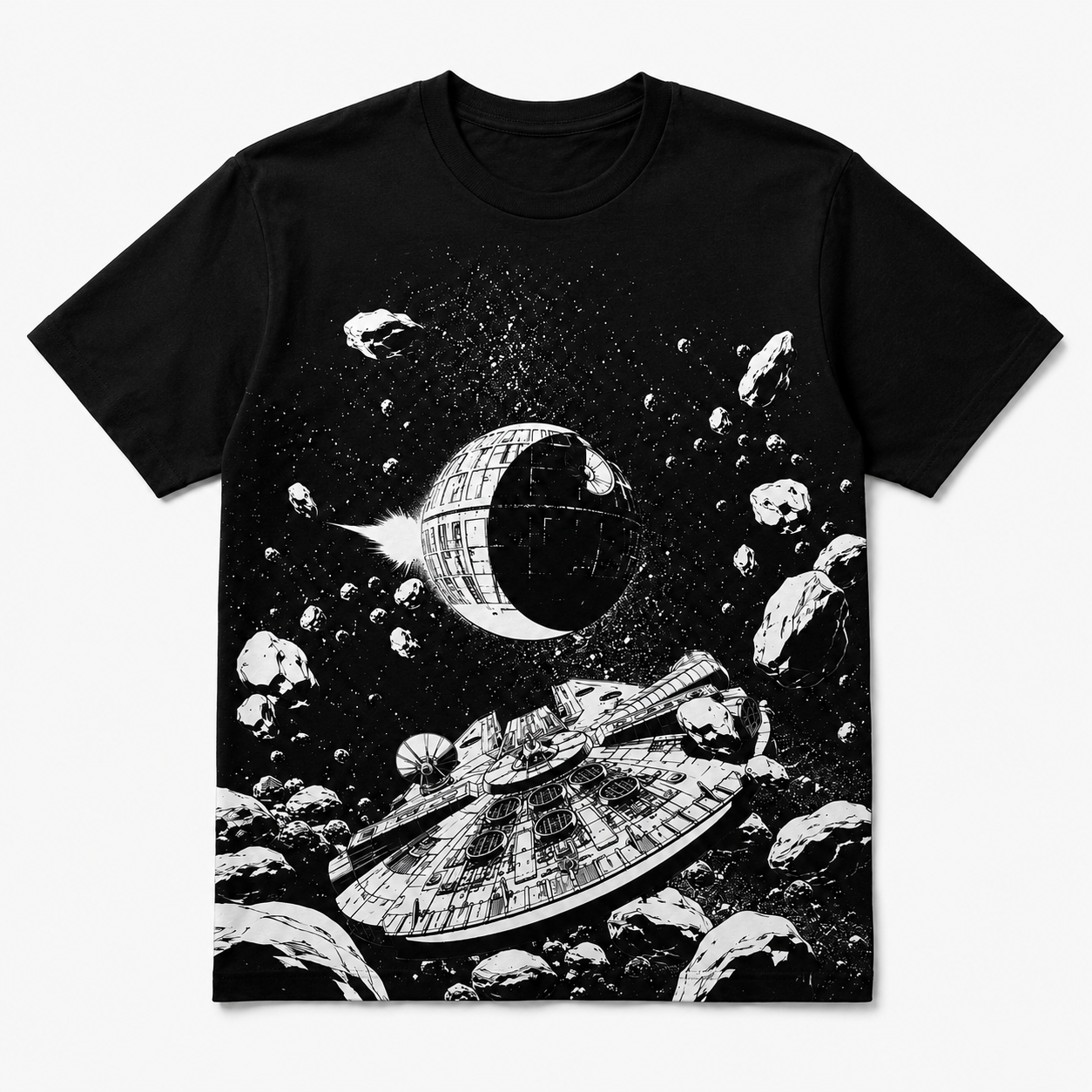 Millennium Falcon Death Star Shirt - Edge Printed Unisex T-shirt