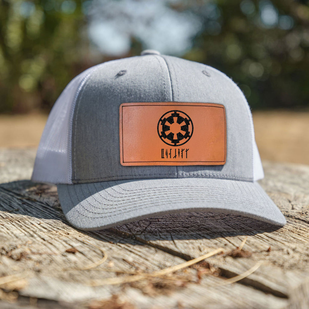 Vintage Aurebesh Galactic Hat - Personalized Leather Patch Hat