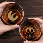 Custom Name in Aurebesh/ Mando'a Star Wars Engraved Whiskey Glass - Personalized Old Fashioned 11OZ Scotch Glass