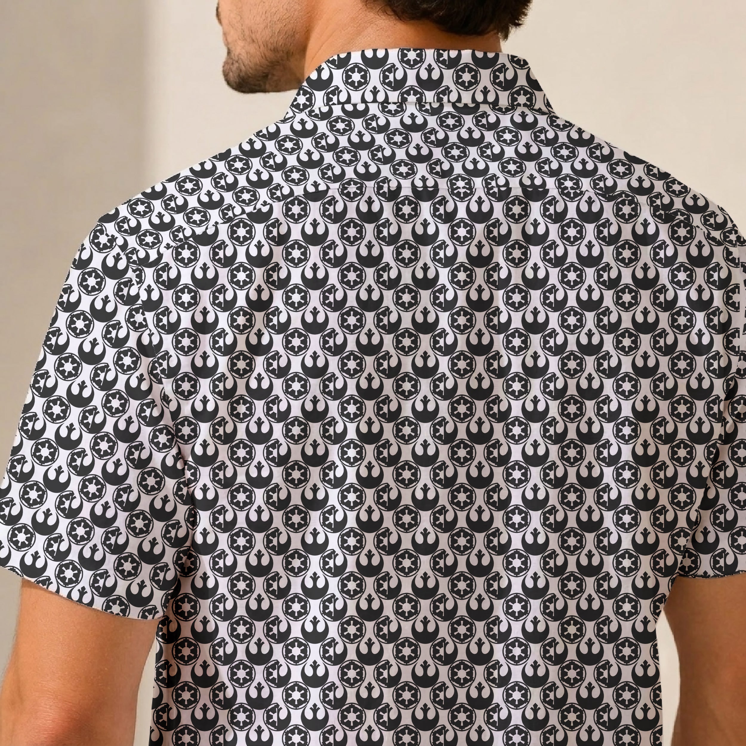 Empire & Rebel Pattern Hawaiian Shirt with Pocket - Galactic Button Down Shirt