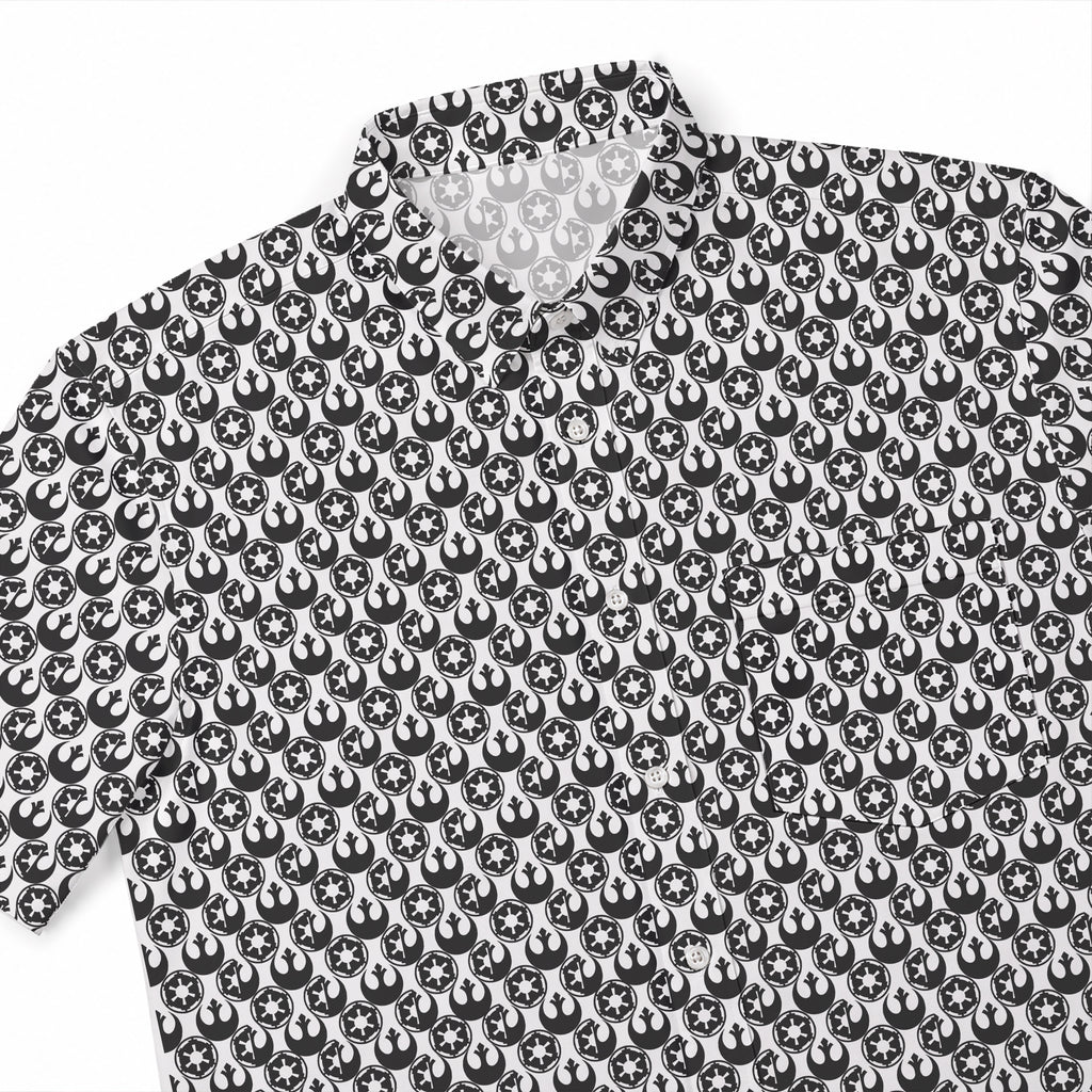 Empire & Rebel Pattern Hawaiian Shirt with Pocket - Galactic Button Down Shirt