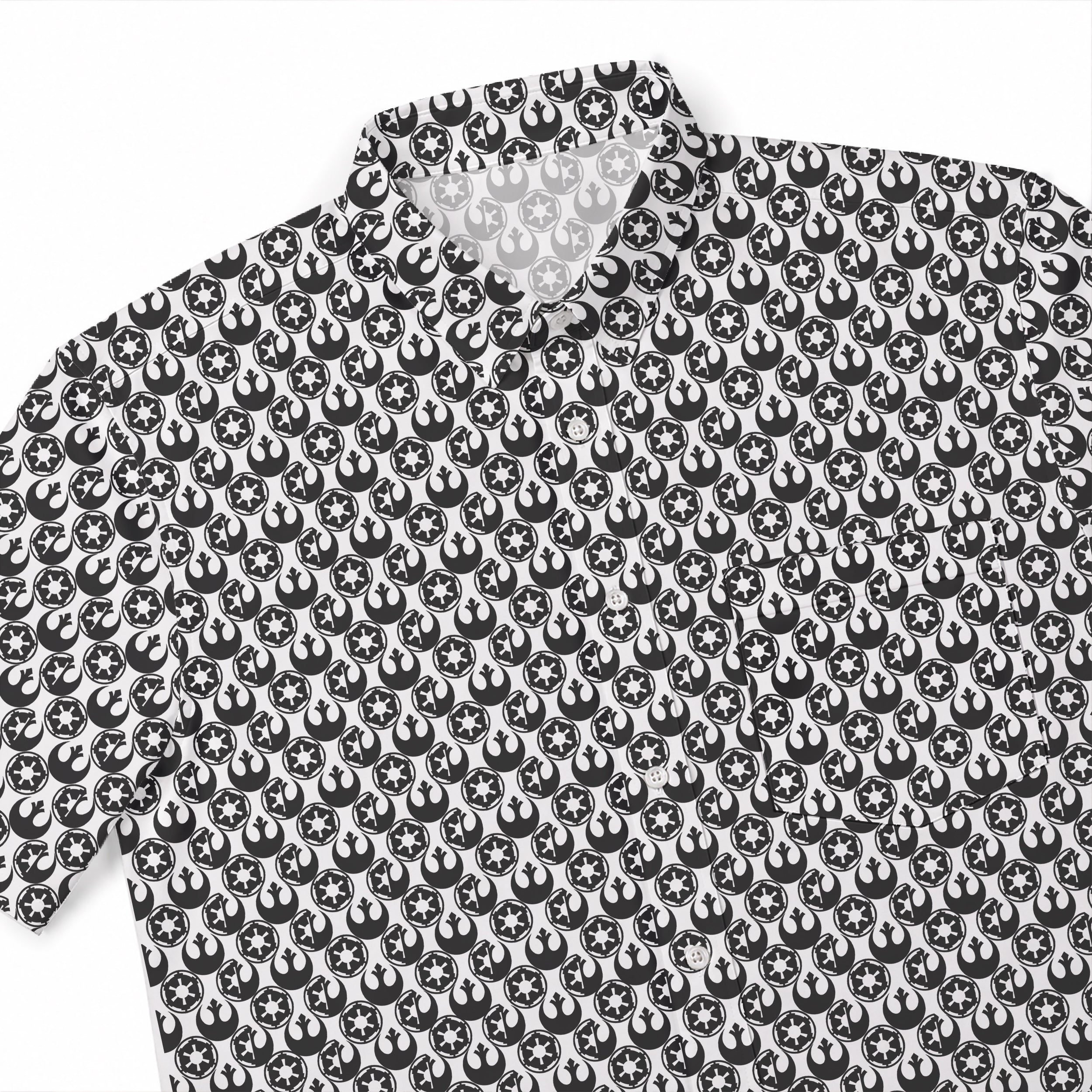 Empire & Rebel Pattern Hawaiian Shirt with Pocket - Galactic Button Down Shirt