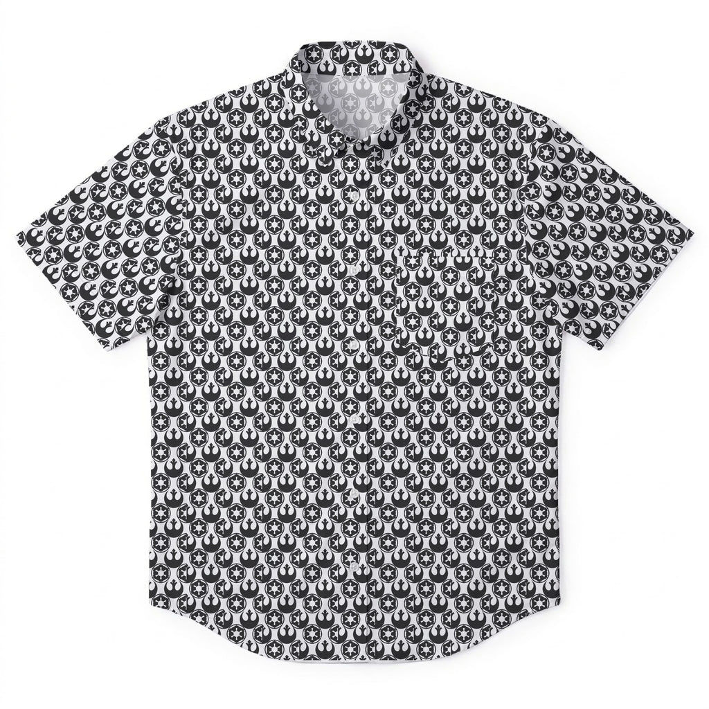 Empire & Rebel Pattern Hawaiian Shirt with Pocket - Galactic Button Down Shirt