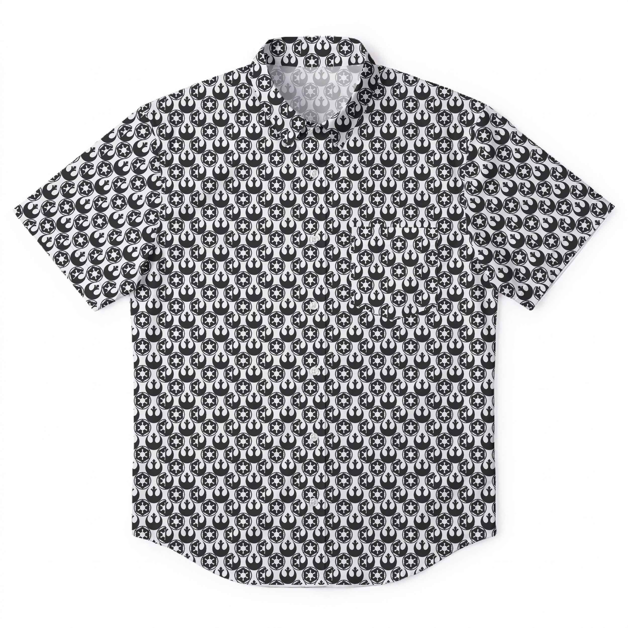 Empire & Rebel Pattern Hawaiian Shirt with Pocket - Galactic Button Down Shirt