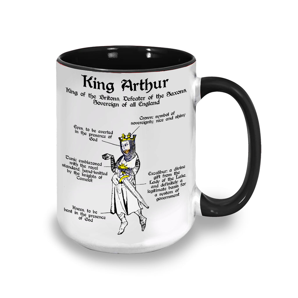 King Arthur's Funny Doodle Quotes Accent Mug - Monty Python and the Holy Grail Edge-to-Edge Printed Two-Tone Mug