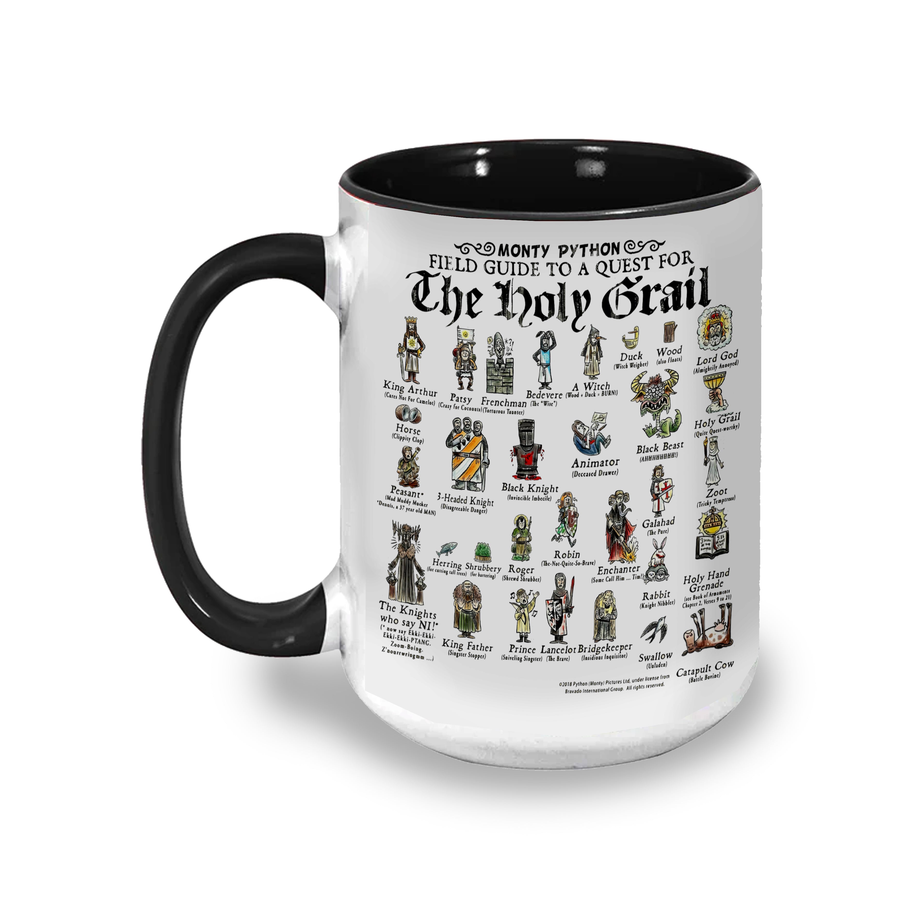 King Arthur's Funny Doodle Quotes Accent Mug - Monty Python and the Holy Grail Edge-to-Edge Printed Two-Tone Mug