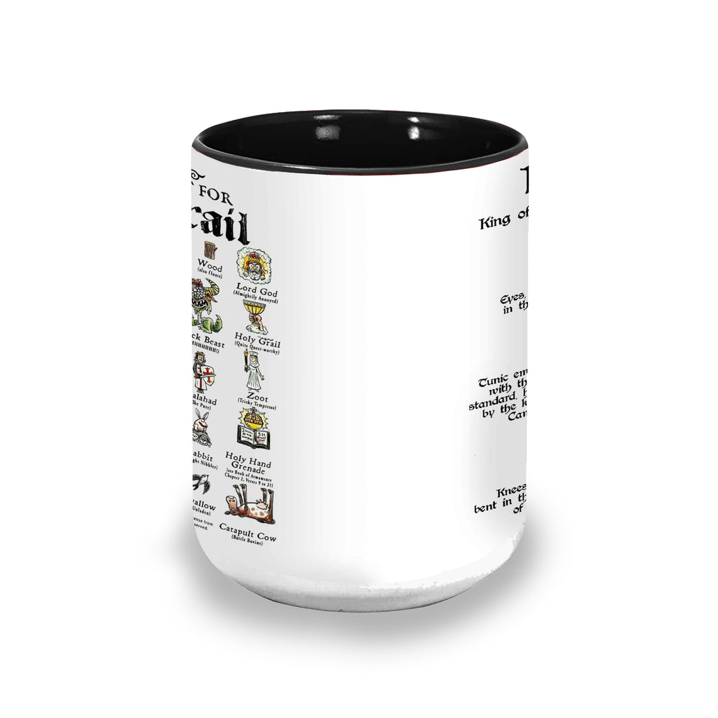 King Arthur's Funny Doodle Quotes Accent Mug - Monty Python and the Holy Grail Edge-to-Edge Printed Two-Tone Mug