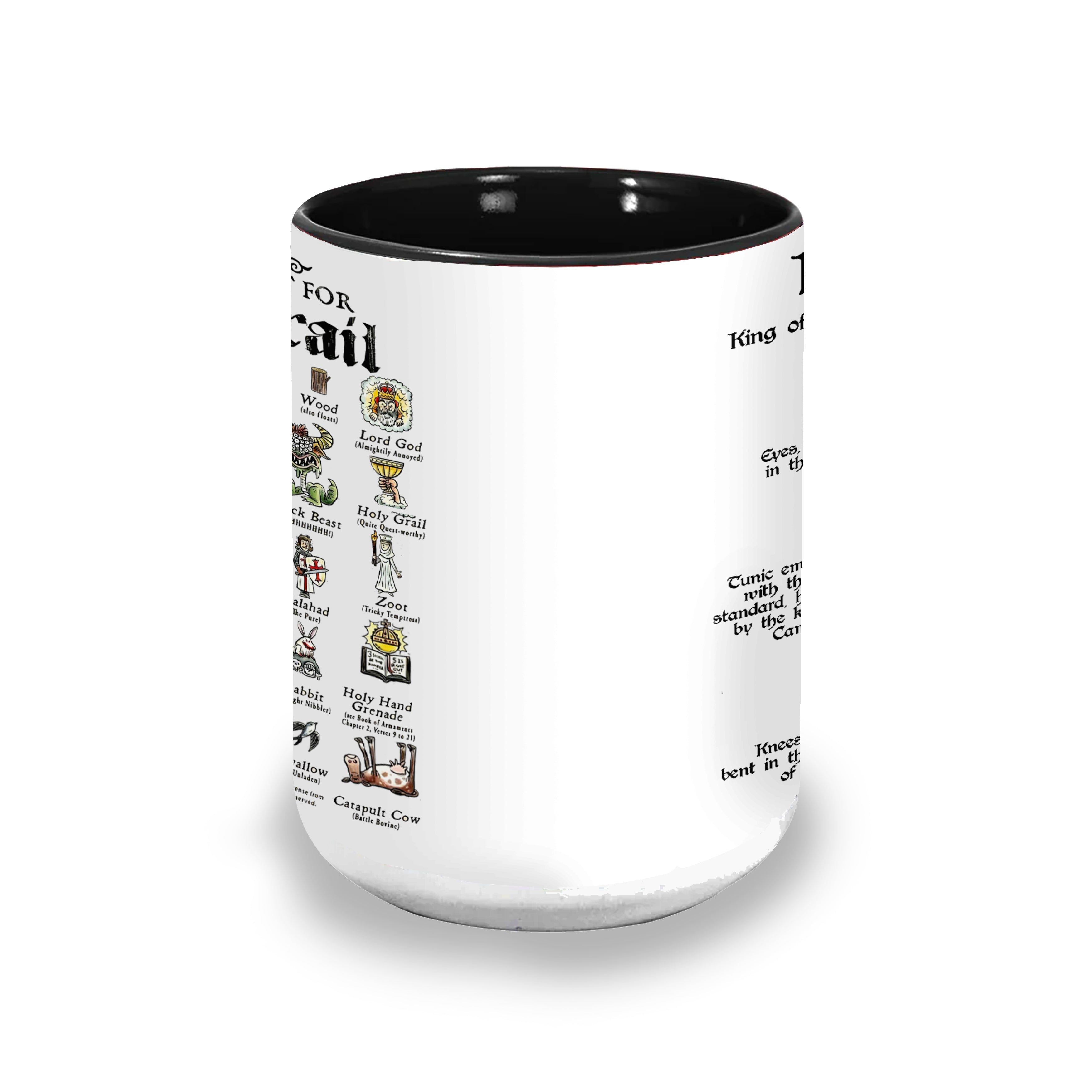 King Arthur's Funny Doodle Quotes Accent Mug - Monty Python and the Holy Grail Edge-to-Edge Printed Two-Tone Mug