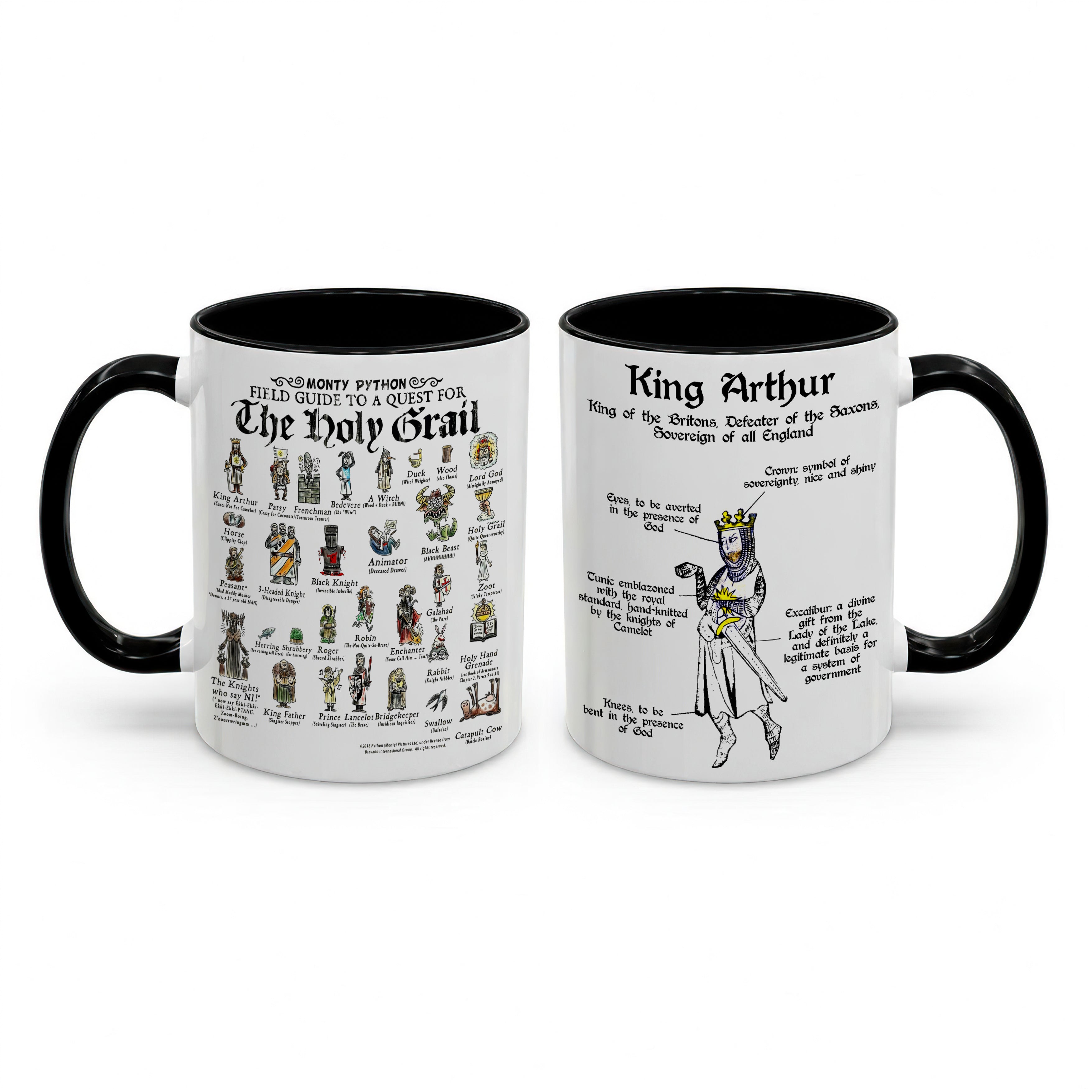 King Arthur's Funny Doodle Quotes Accent Mug - Monty Python and the Holy Grail Edge-to-Edge Printed Two-Tone Mug