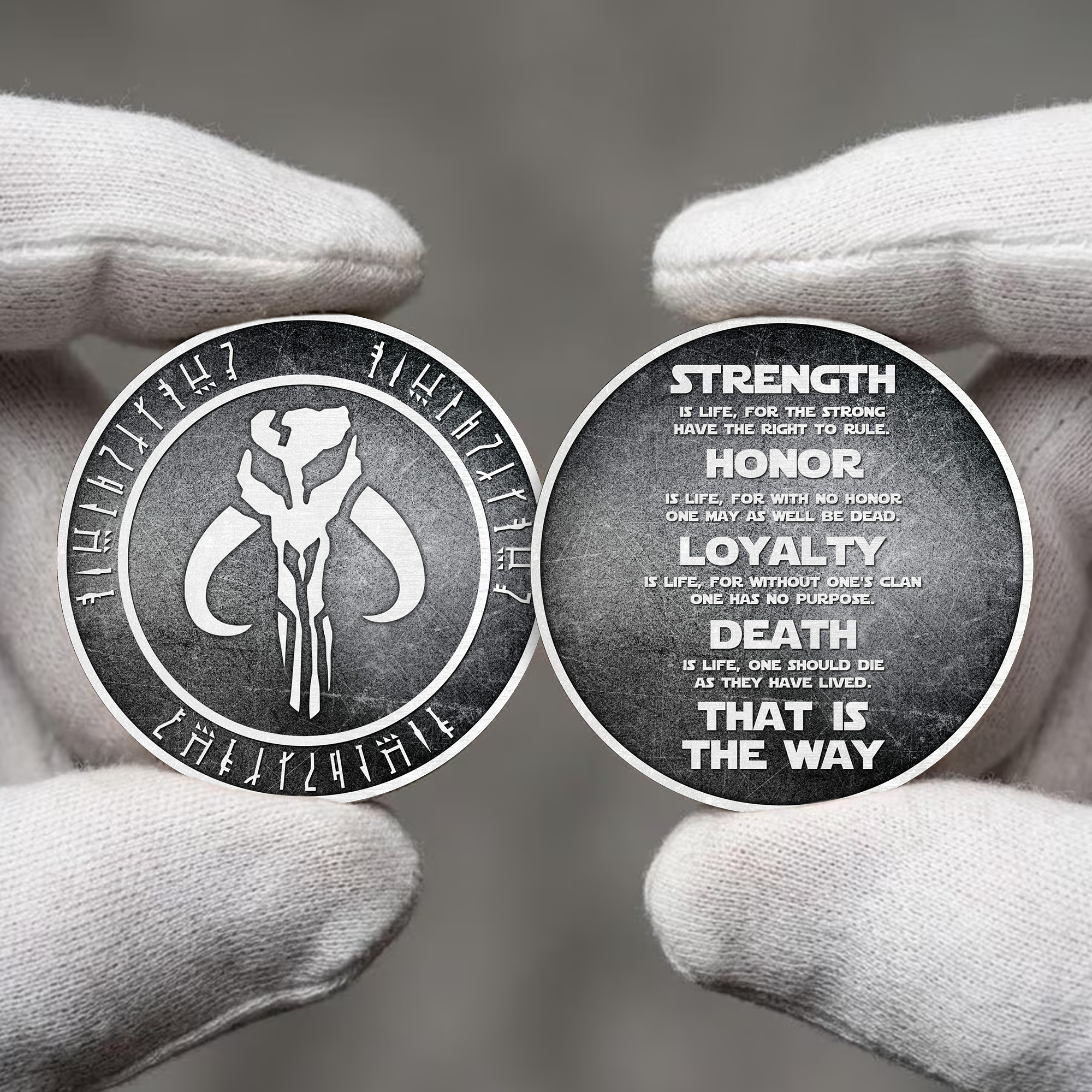 Custom Name In Mando'a/Aurebesh Star Wars Challenge Coin - Personalized Commemorative Keepsake Coin