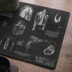 Mandalorian Equipment Blueprint Desk Mat - Star Wars Office Accessory Father's Day Gift