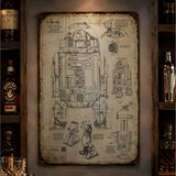 R2-D2 Blueprint Vintage Metal Sign - Vintage Home Decor Gifts for Fans