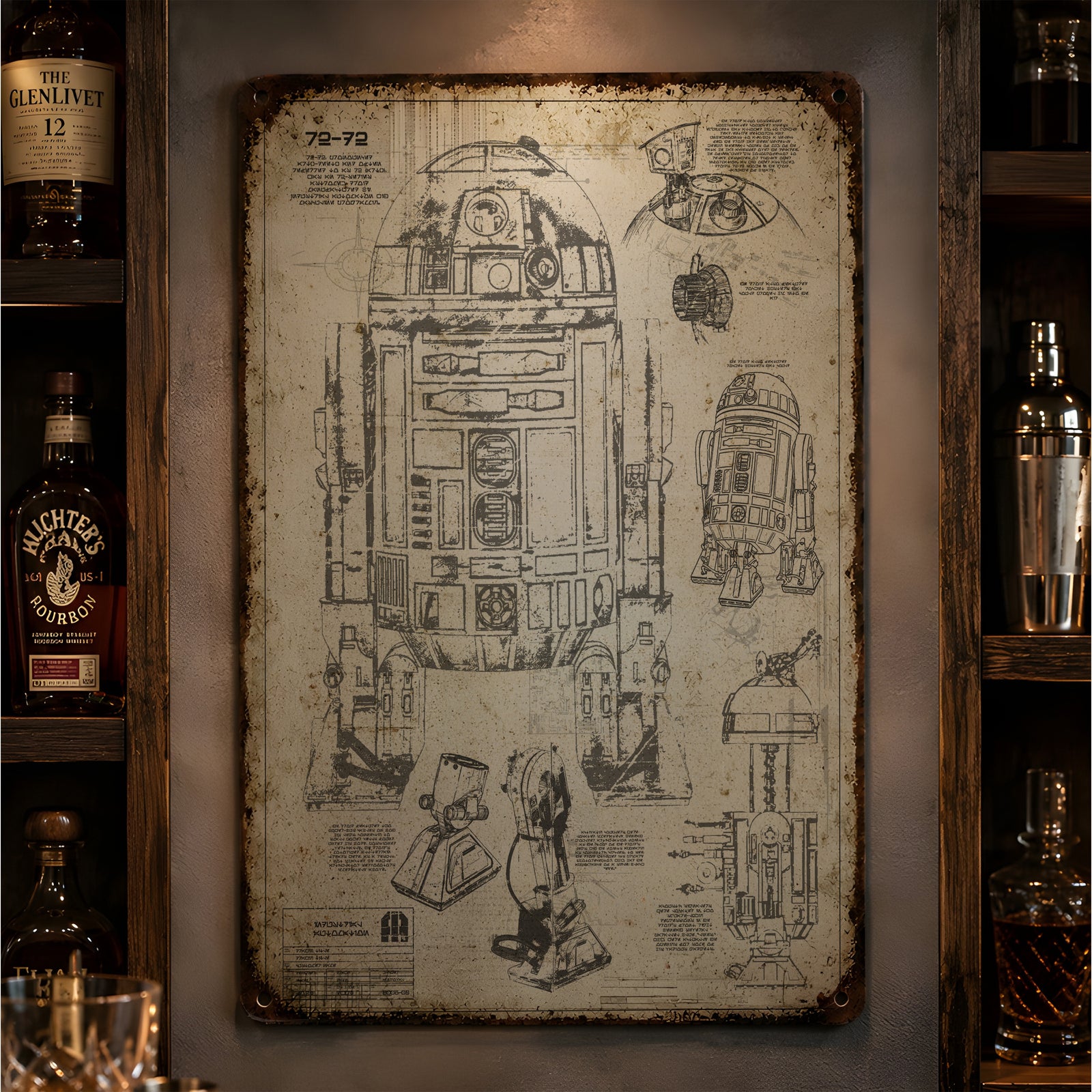 R2-D2 Blueprint Vintage Metal Sign - Vintage Home Decor Gifts for Fans