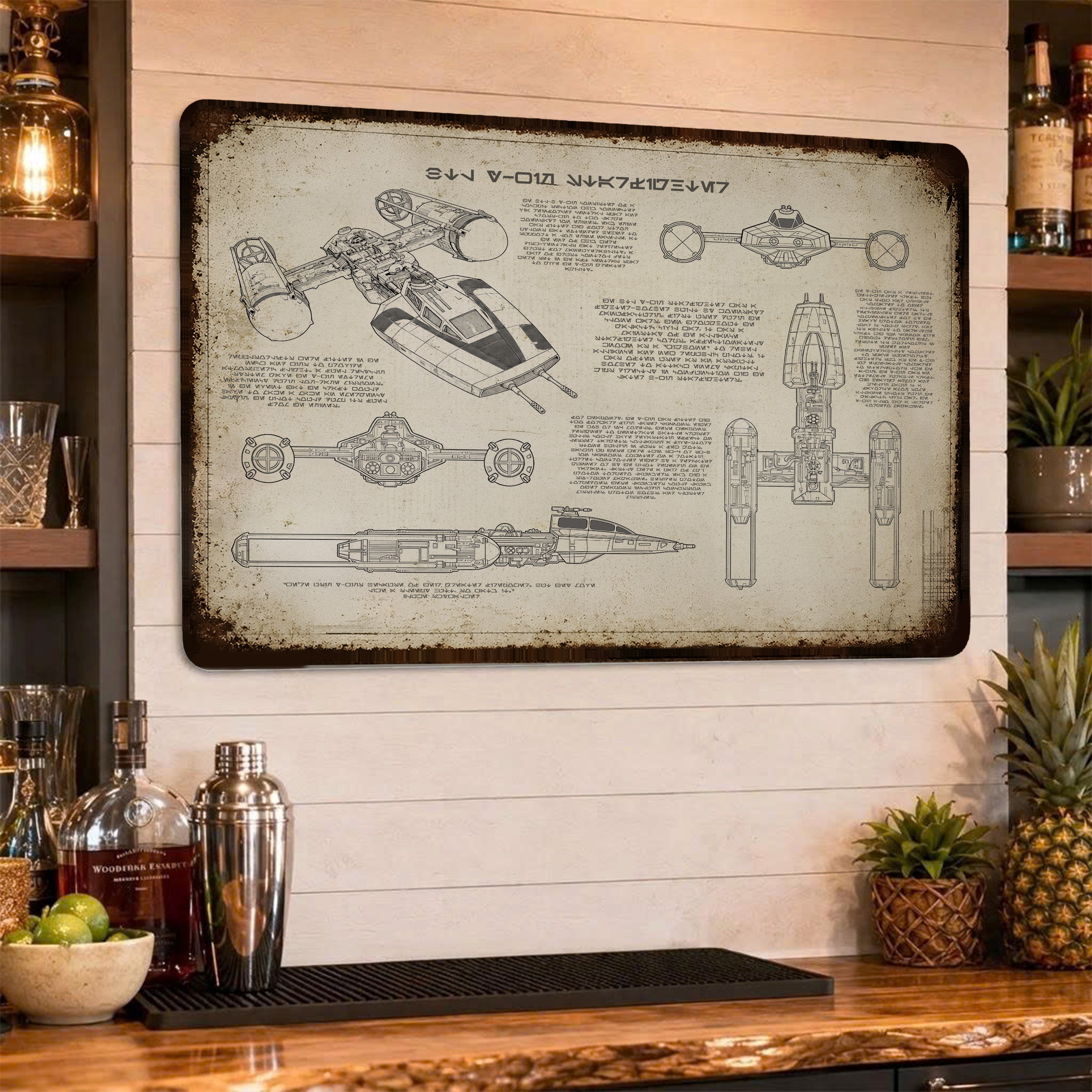BTL Y-Wing Starfighter Blueprint Vintage Metal Sign - Vintage Home Decor Gifts for Fans